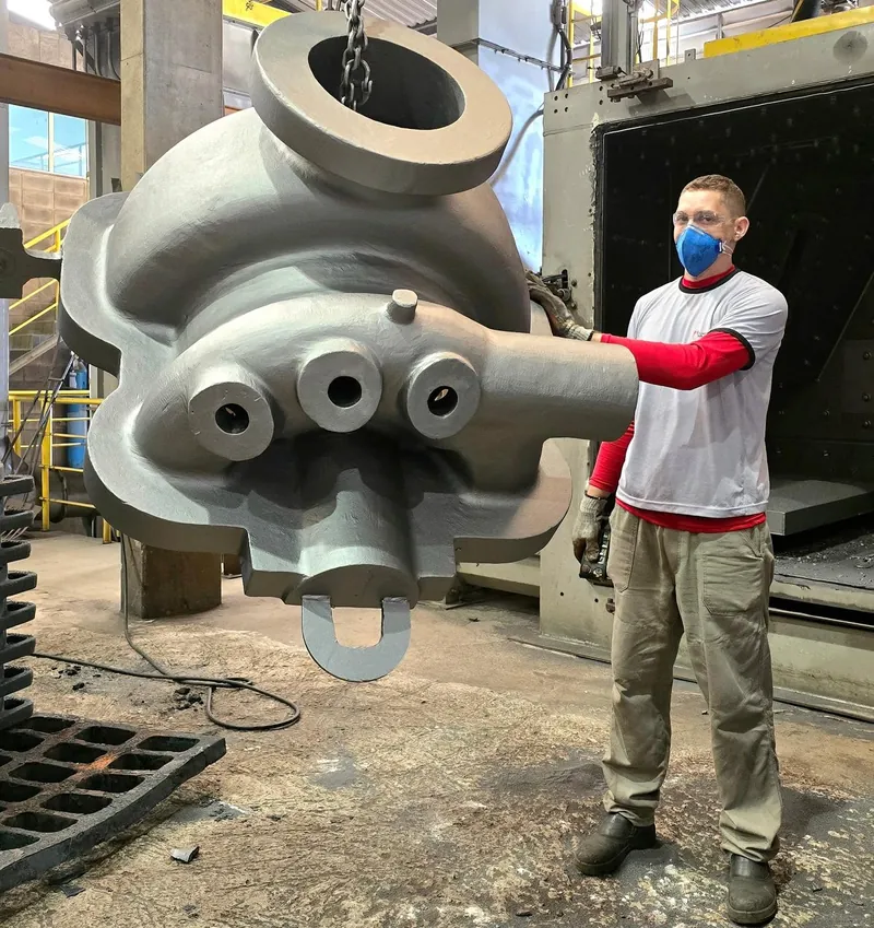 Carcaça turbina fundida produzida pela Fundição Mundial em aço e ferro fundido sob encomenda